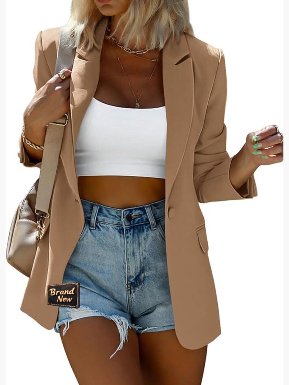 Oversized Blazer with Padded Shoulders & Lined Interior Work Suit Jacket